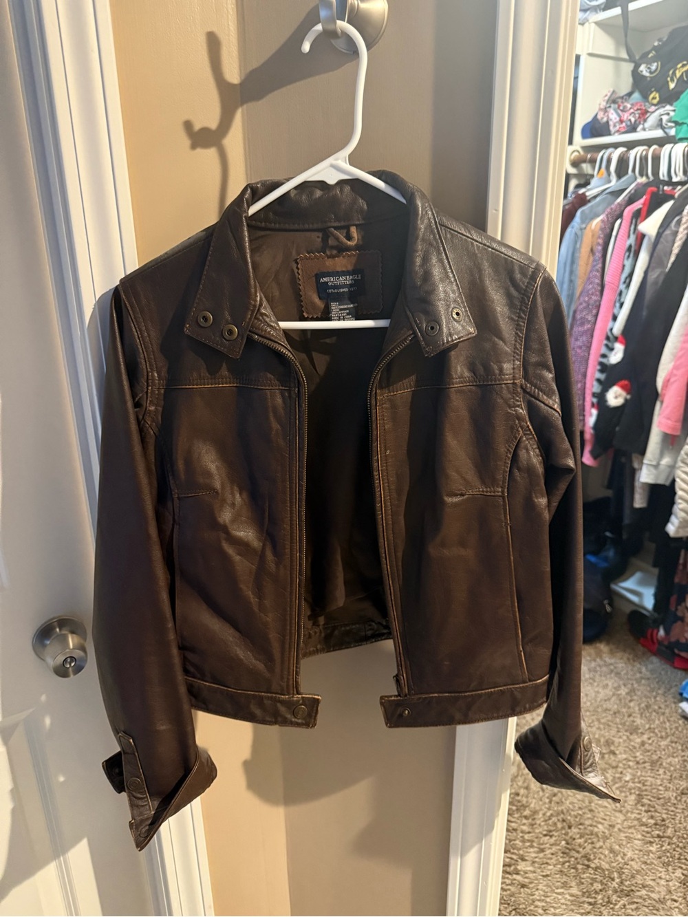 American Eagle Outfitters Brown Leather Jacket